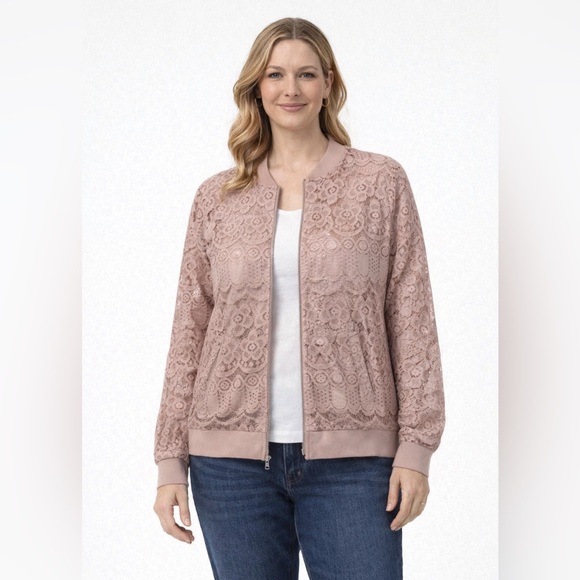 Elodie Jackets & Blazers - ELODIE Lace Full-zip Blush Pink‎ Jacket
